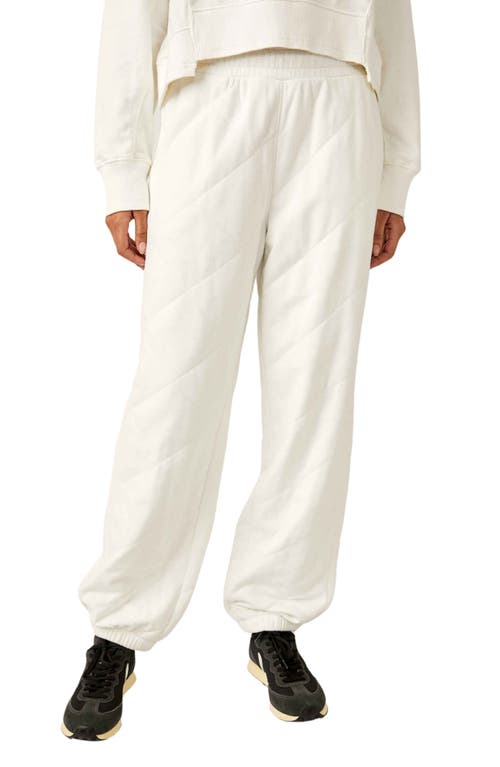 All Star Quilted Cotton Blend Joggers in Ivory