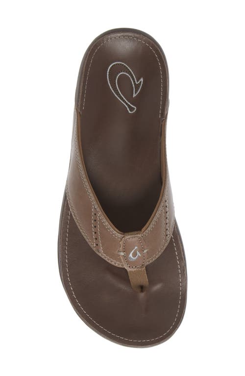 Shop Olukai 'nui' Leather Flip Flop In Mustang/espresso Leather