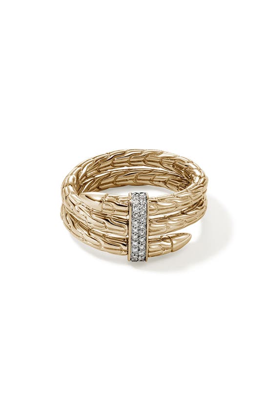 Shop John Hardy Spear Diamond Bypass Ring In Gold