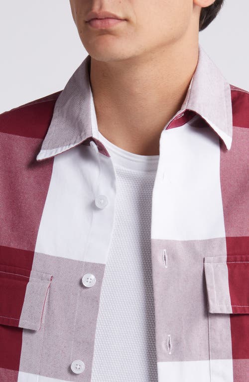 Shop Hugo Boss Boss Owen Plaid Shirt Jacket In Dark Red