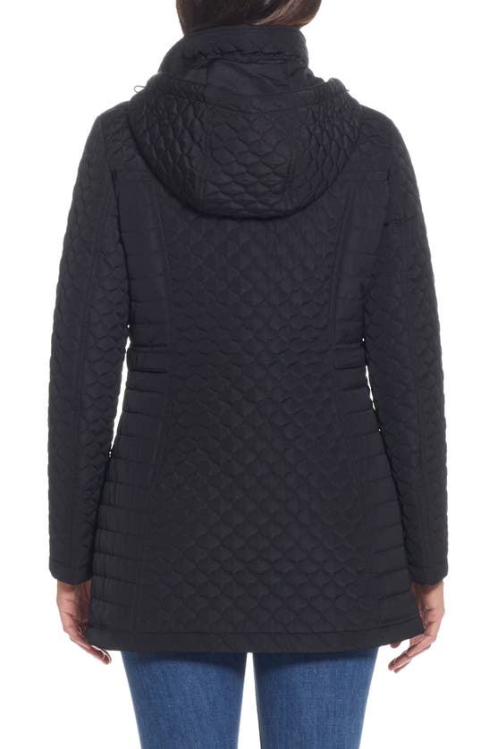 Gallery Quilted Water Resistant Hooded Jacket In Black