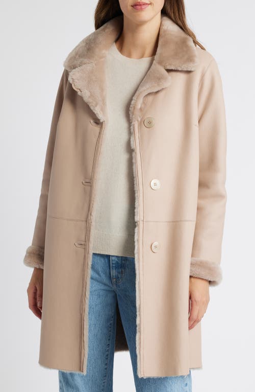 Shop Hiso Genuine Shearling Coat In Buff Nappa Ironed Wool