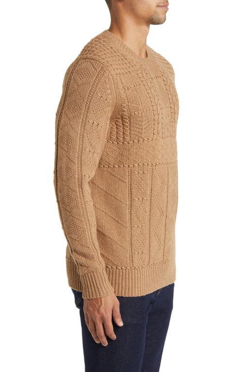 Brooks Brothers Camel Hair Cable Knit Crewneck Sweater | Brown | Size Medium In Brown