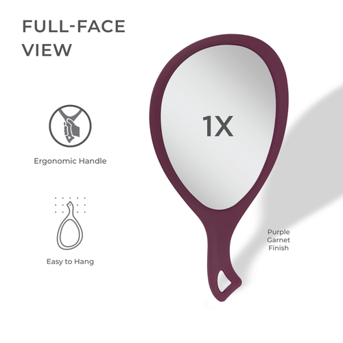 Zadro Teardrop Handheld Mirror With Handle In Purple Garnet