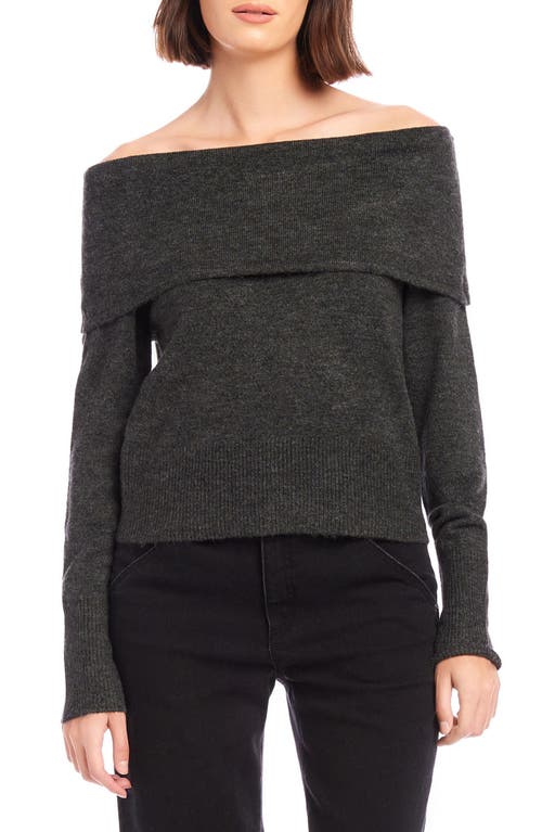 Fifteen Twenty Monique Off The Shoulder Sweater In Charcoal