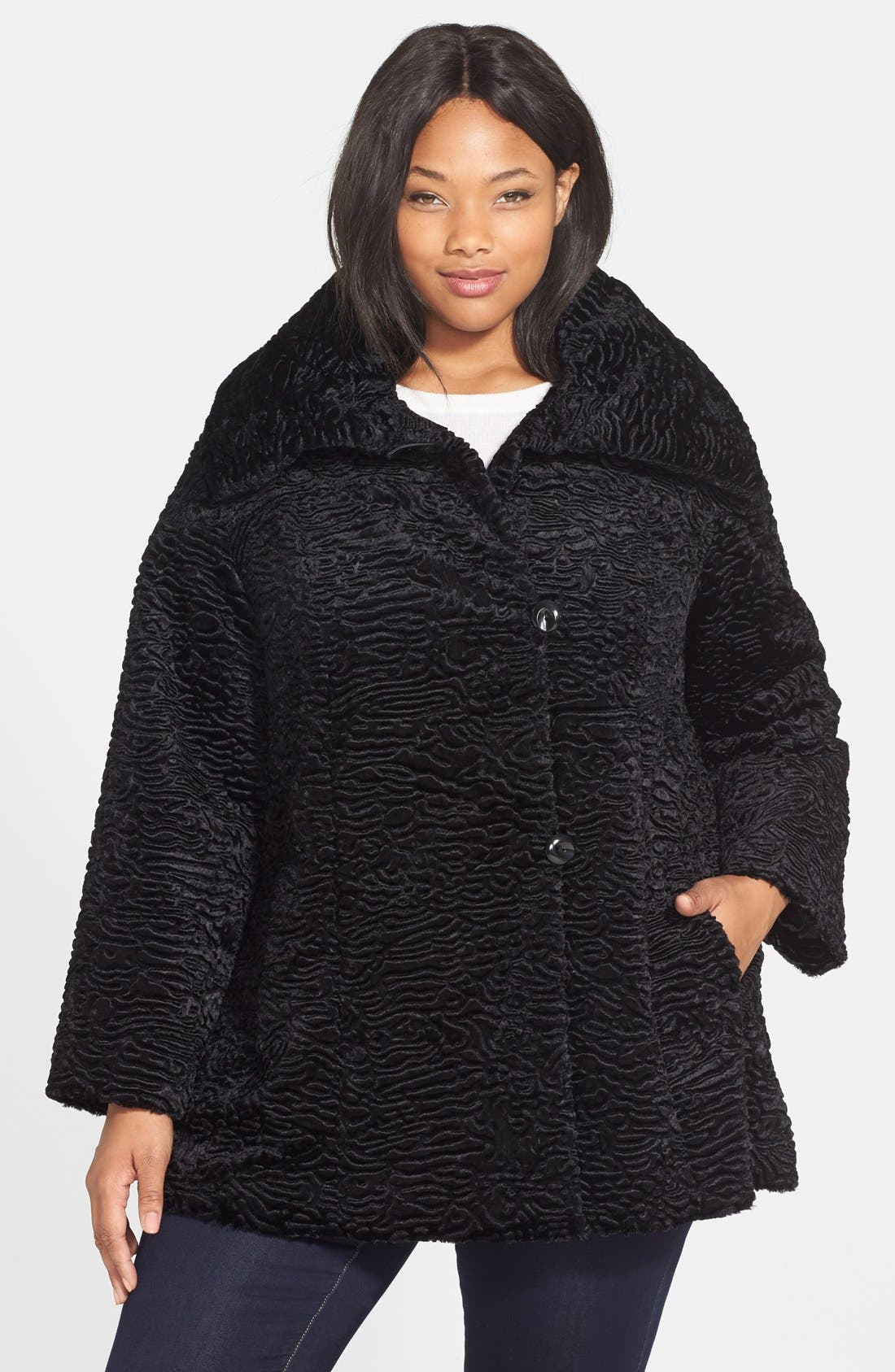 Gallery Faux Persian Lamb Fur Swing Coat (Plus Size) | Nordstrom