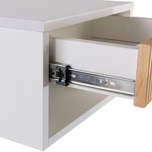 Jonathan Y Elise Classic Contemporary Floating Wall Mounted Nightstand With Soft-close Tambour Drawe In White/light Oak