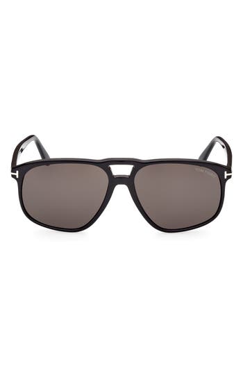 Tom Ford Full Frame Sunglasses In Shiny Black/smoke