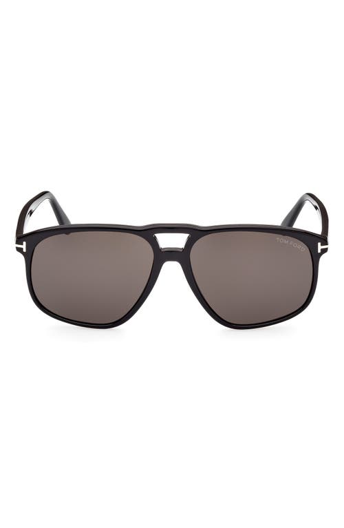 Tom Ford Full Frame Sunglasses In Shiny Black/smoke