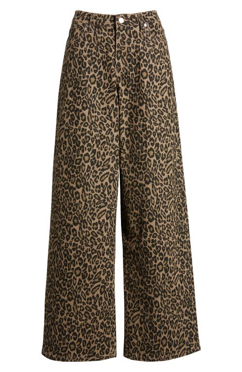 Shop Ptcl Baggy Wide Leg Jeans In Leopard