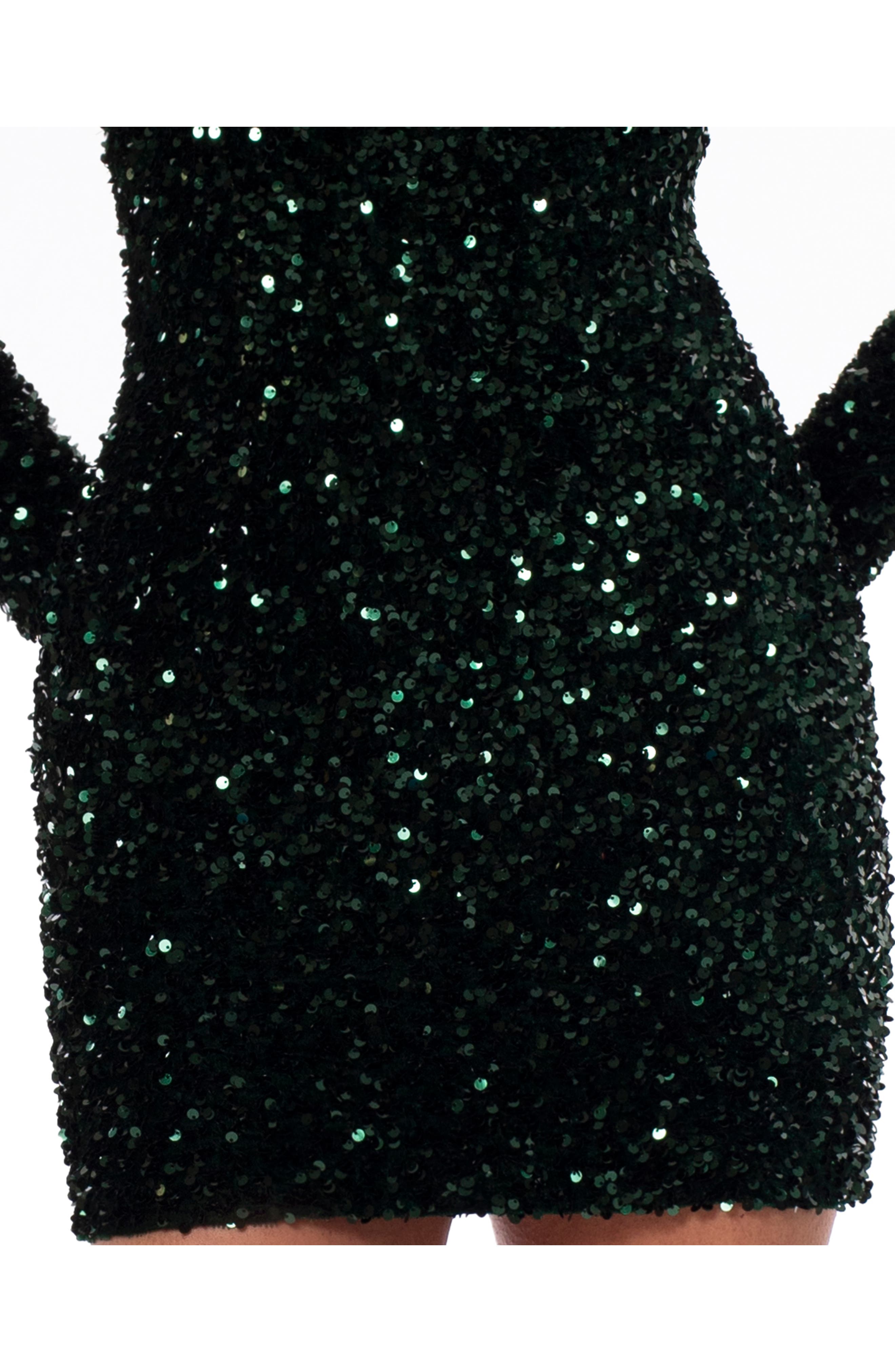 HELSI Milena Sequin Padded Shoulder Long Sleeve Minidress in Black | Smart  Closet