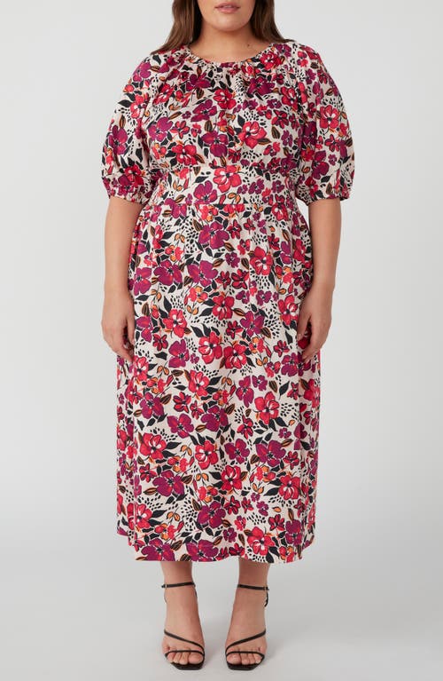 Buckingham Garden Cotton Sateen Midi Dress in Print
