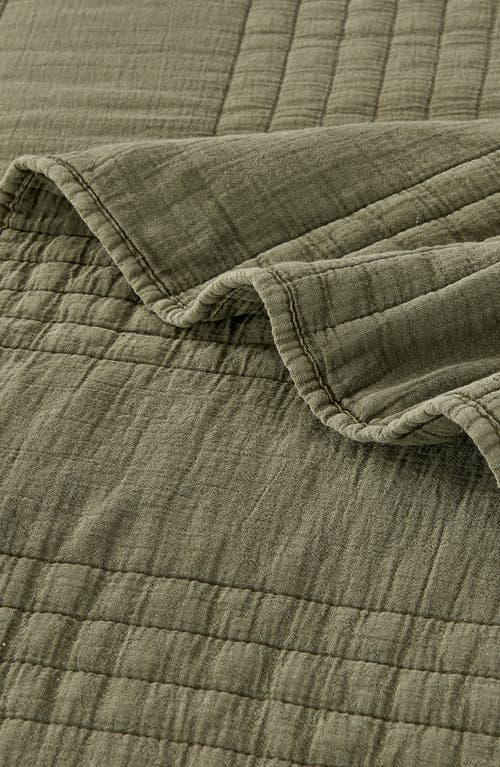Melange Home Stone Washed Quilt & Sham Set In Olive Green