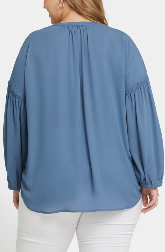 Shop Nydj Paulina Peasant Top In Blue Stone