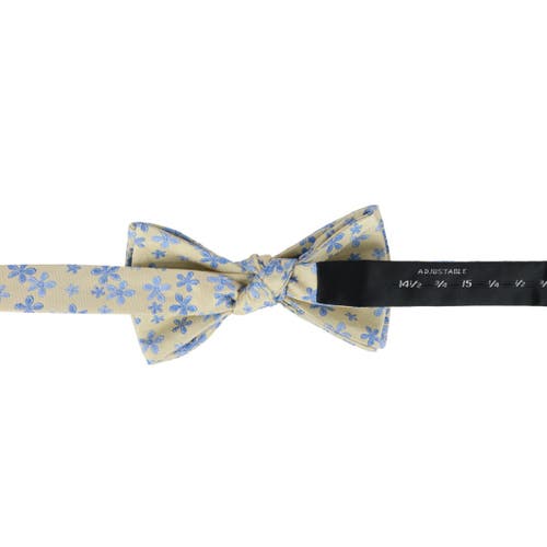Trafalgar Weldon Floral Silk Novelty Bow Tie In Yellow And Light Blue