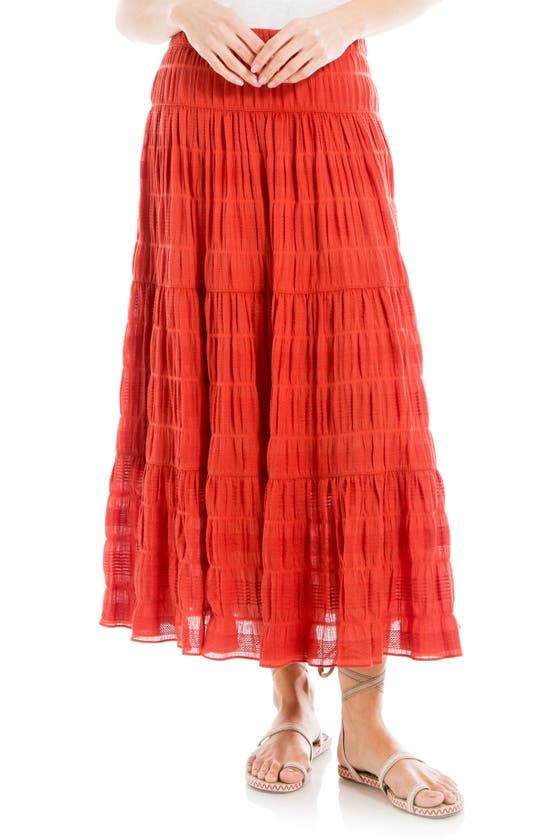 Shop Max Studio Textured Midi Skirt In Terracotta