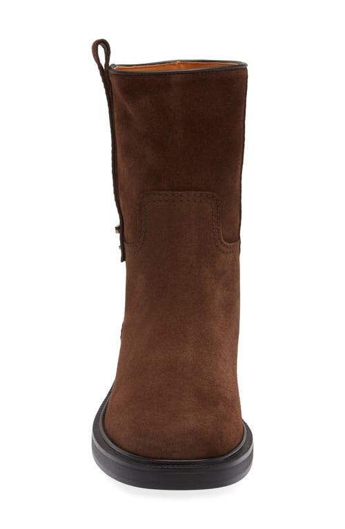 Tod's Round Toe Ankle Boots With Side Buckle In Marrone Africa