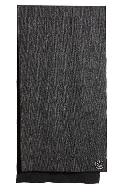 Clifton Wilson Herringbone Double Face Wool Scarf In Charcoal