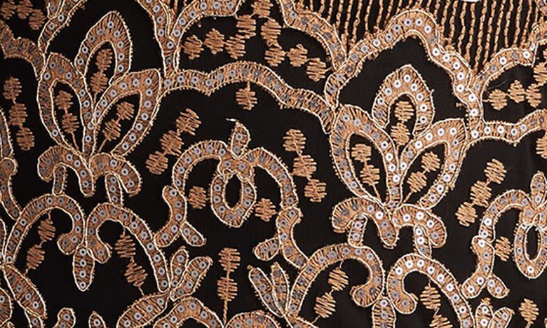 Tadashi Shoji Sequin Cap Sleeve Lace Dress In Copper Shadow/ B