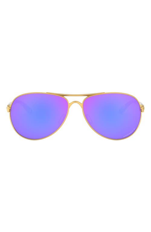 Oakley 59mm Polarized Aviator Sunglasses in Satin Gold/Prizm Violet at Nordstrom