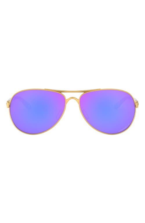 Shop Oakley 59mm Polarized Aviator Sunglasses In Satin Gold/prizm Violet