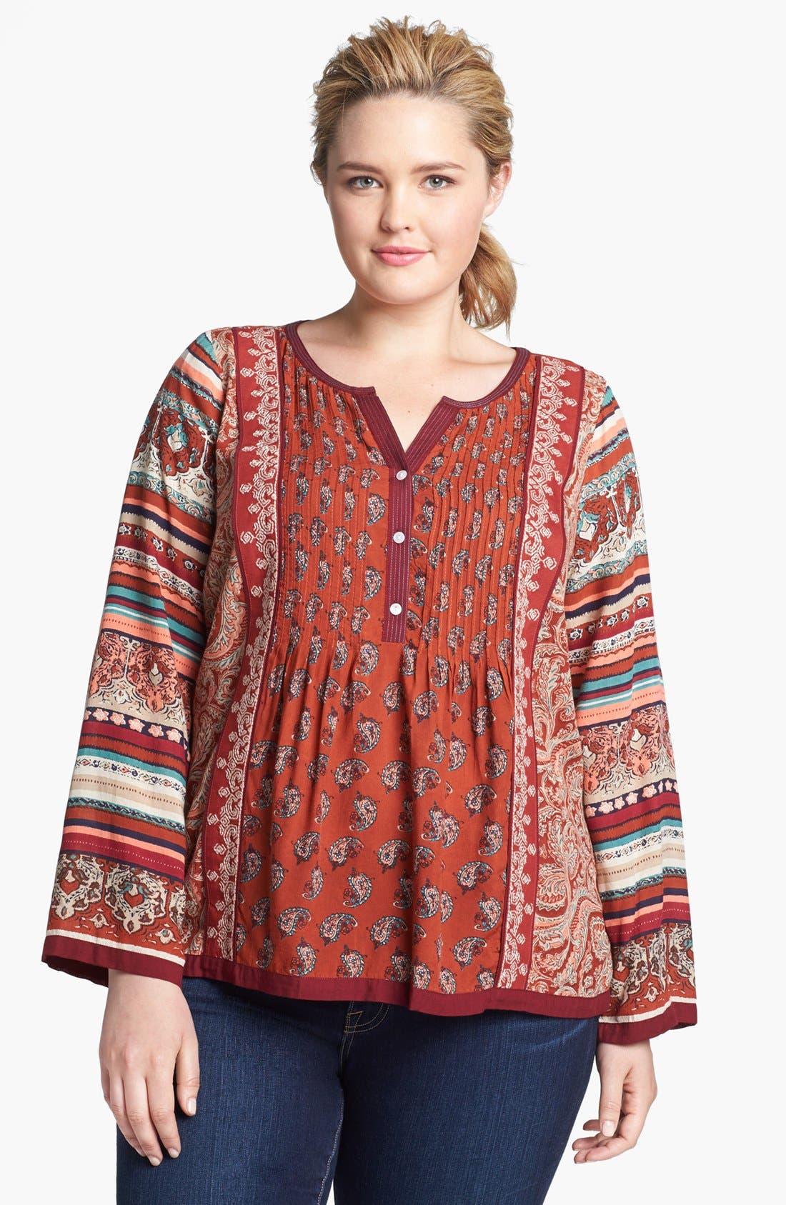 lucky brand mixed print top