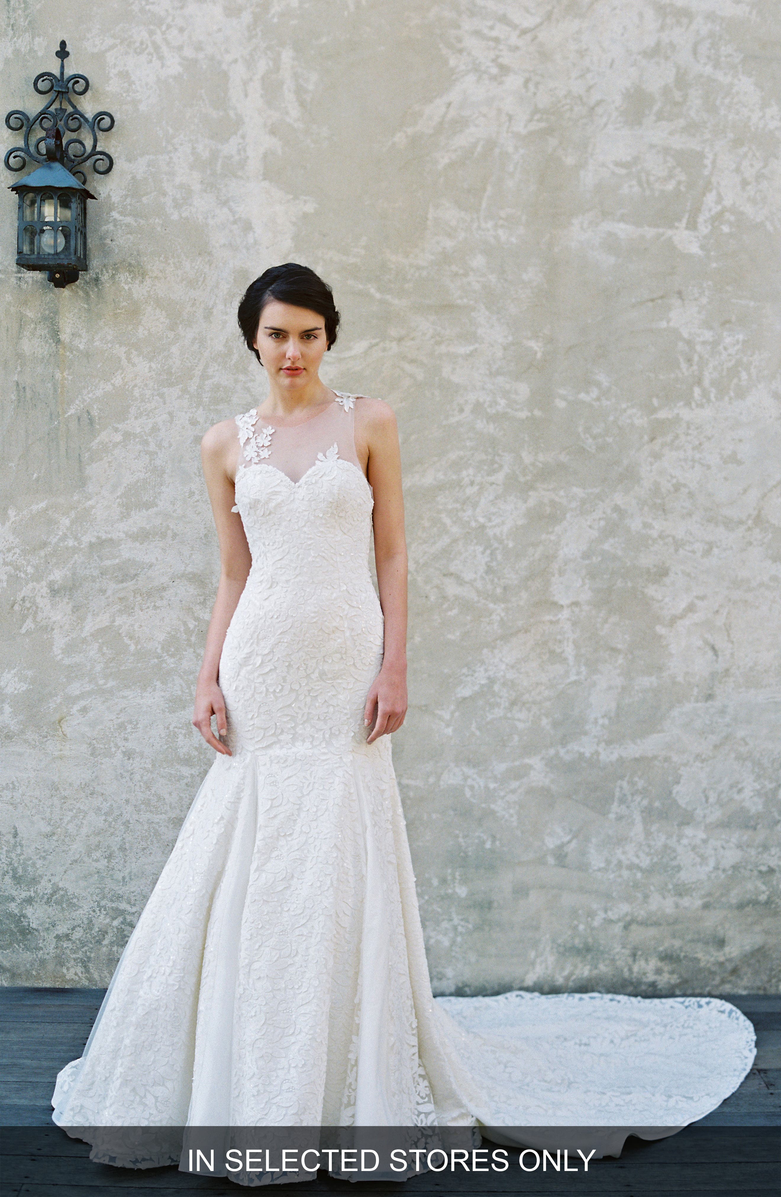 Sareh Nouri Gardenia Lace Illusion Mermaid Gown, Size IN STORE ONLY - Ivory