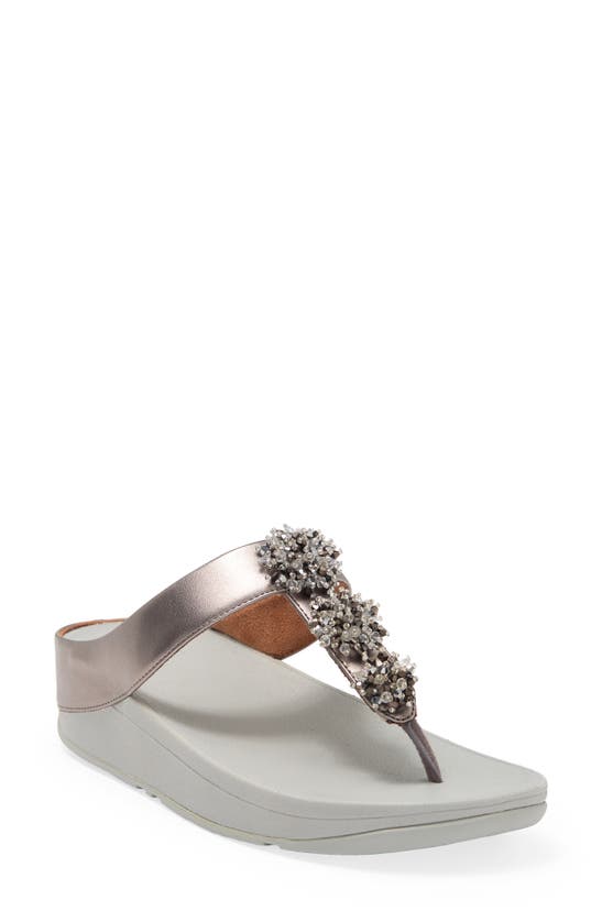 Fitflop Galaxy Toe Wedge Flip Flop In Pewter