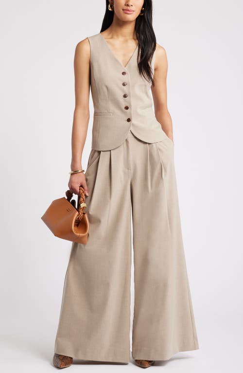 Shop Nordstrom Pleated Wide Leg Pants In Tan Doeskin Heather