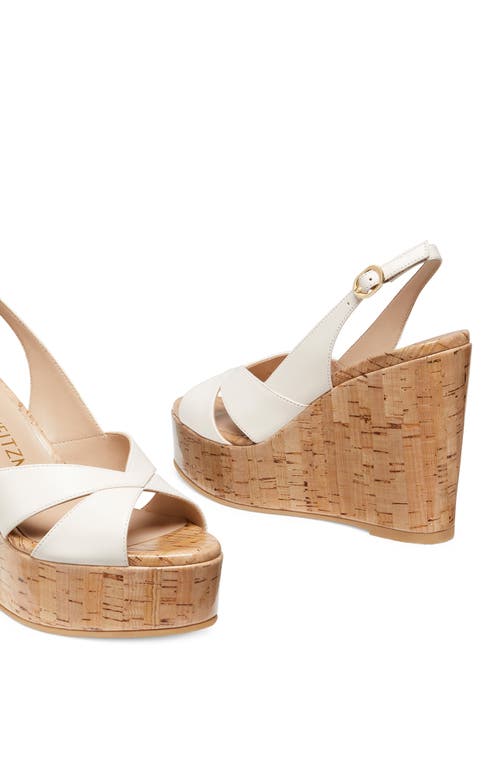 Stuart Weitzman Carmen Patent Slingback Wedge Sandals In Seashell