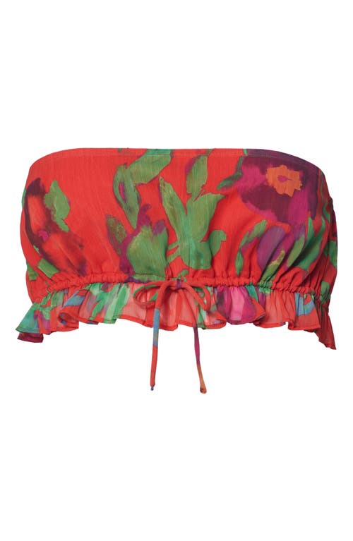 Nasty Gal Floral Crop Tube Top In Red