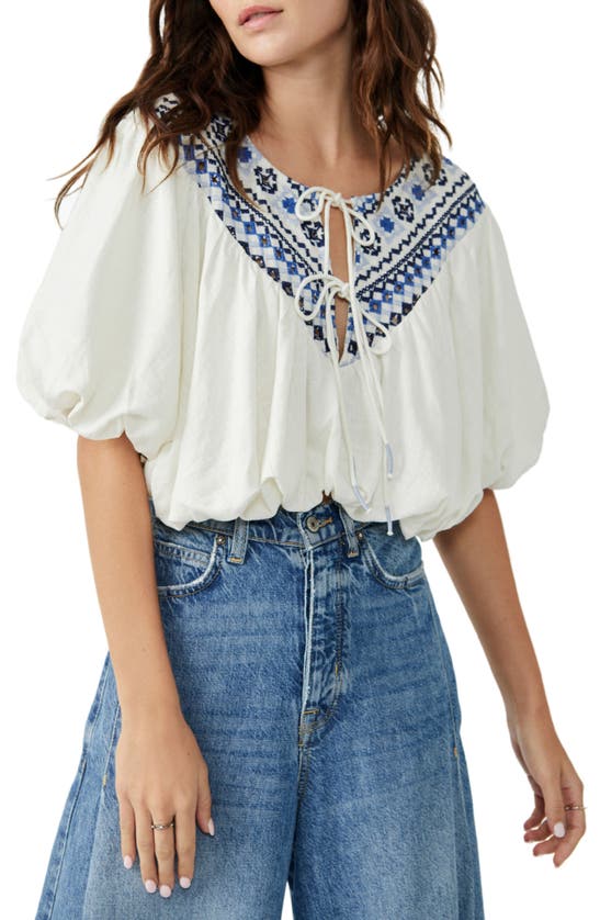 Free People Women's Joni Embroidered Top In Ivory Combo | ModeSens