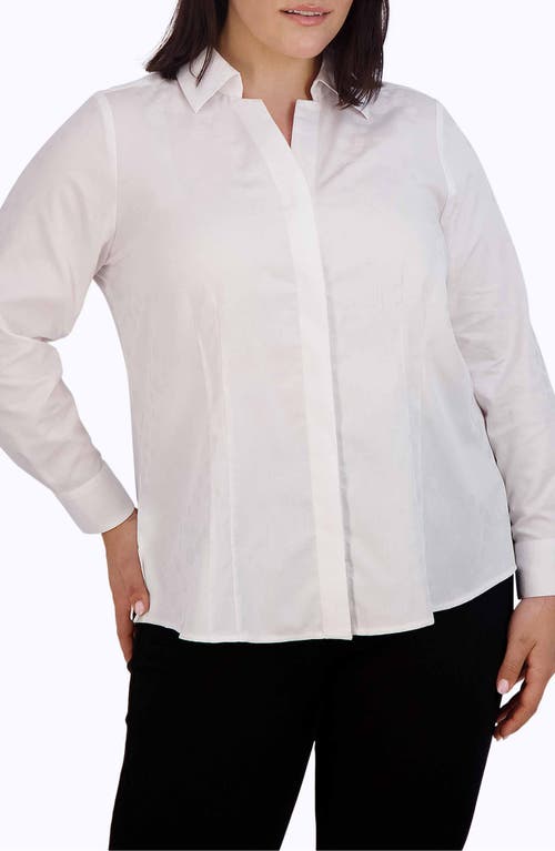 Foxcroft Taylor Pearls Jacquard Shirt White at Nordstrom,