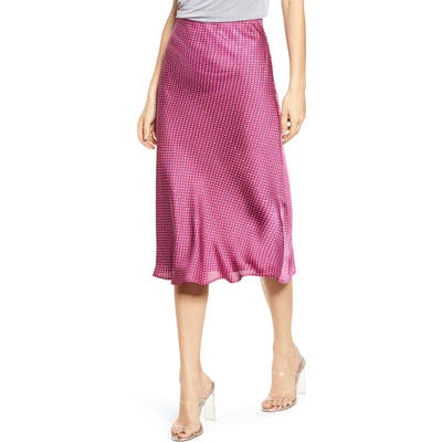 Plus Size Leith Bias Cut Satin Midi Skirt, Pink