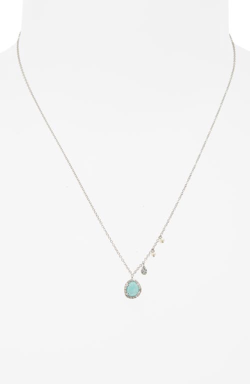 Shop Meira T Mini Stone Diamond Pendant Necklace In White Gold/amazonite