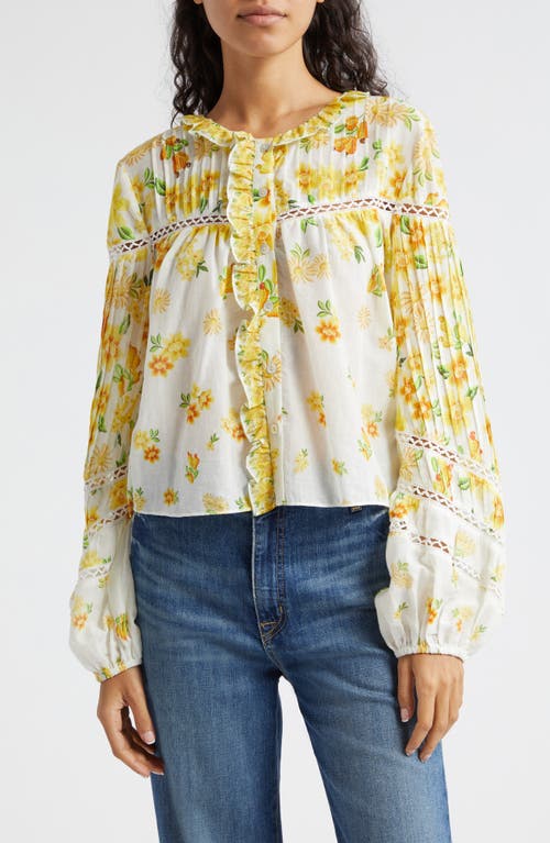 Shop Farm Rio Azaleia Floral Button-up Top In Off-white