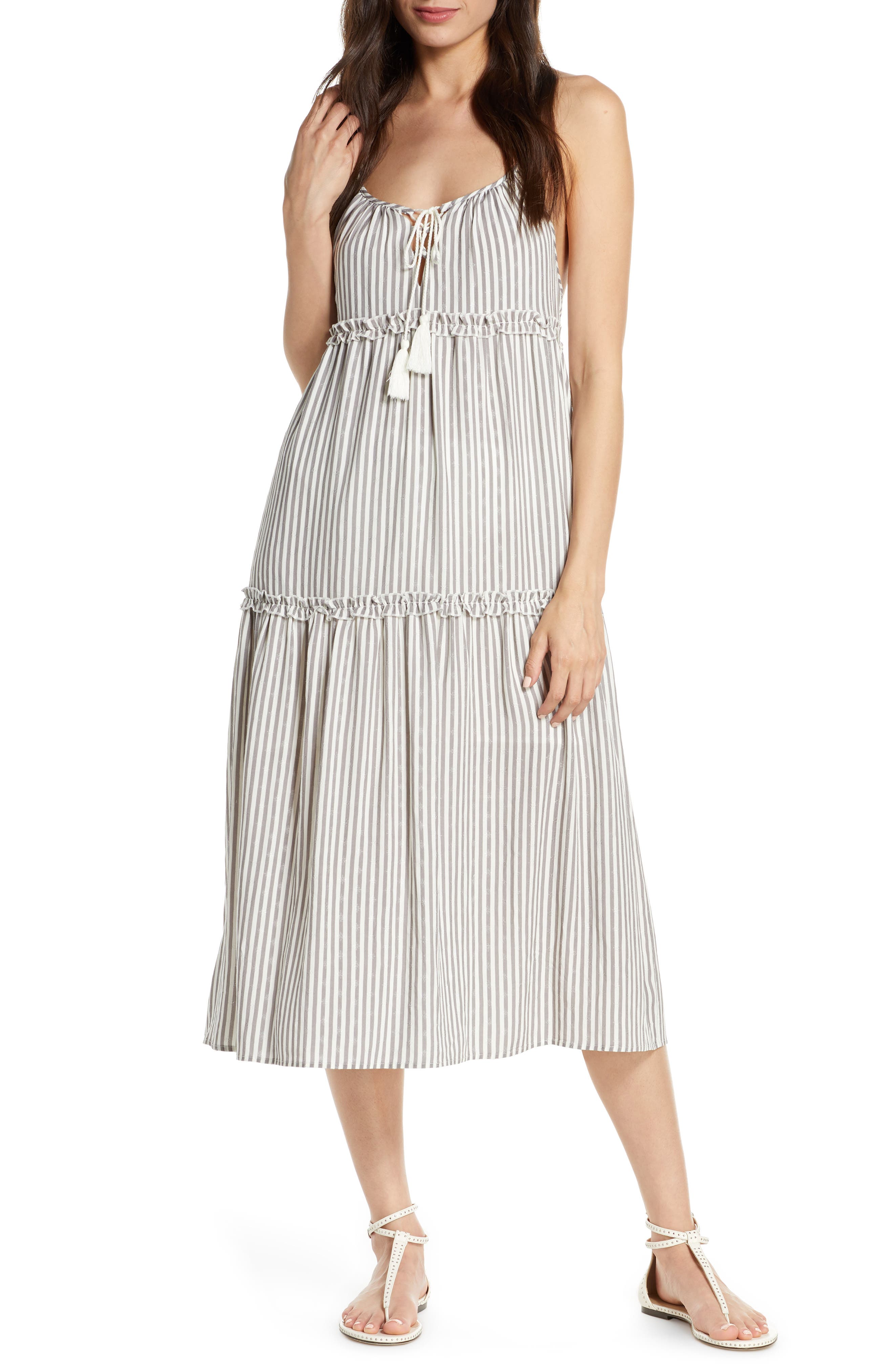 Chelsea28 Carmelita Tiered Cover-Up Dress, Grey