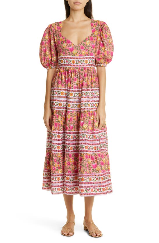 Mille Maja Tiered Cotton Maxi Dress In Passionfruit