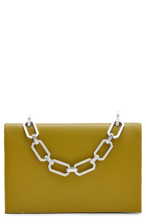 AllSaints Yua Leather Clutch in Sap Green at Nordstrom