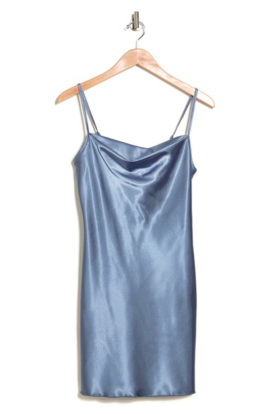 Bebe Cowl Neck Satin Slip Dress In Light Blue
