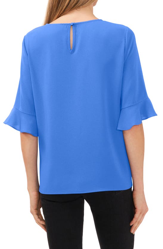 Shop Cece Ruffle Cuff Blouse In Tropic Blue Night