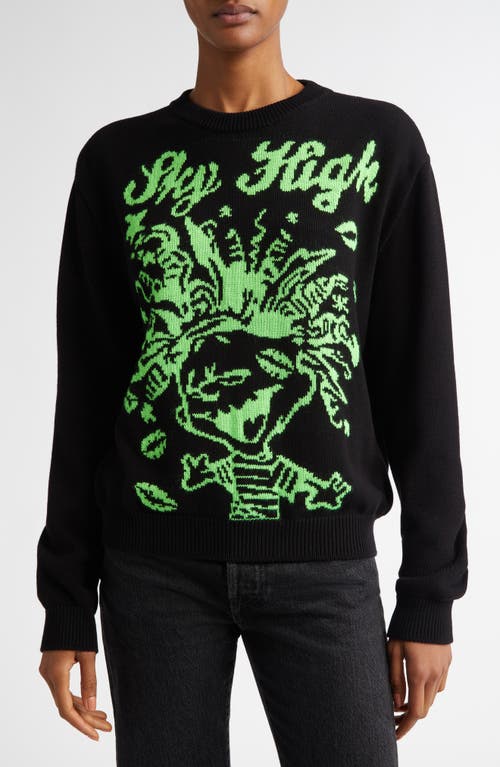 Sky High Farm Workwear Mindblown Intarsia Sweater in Black 