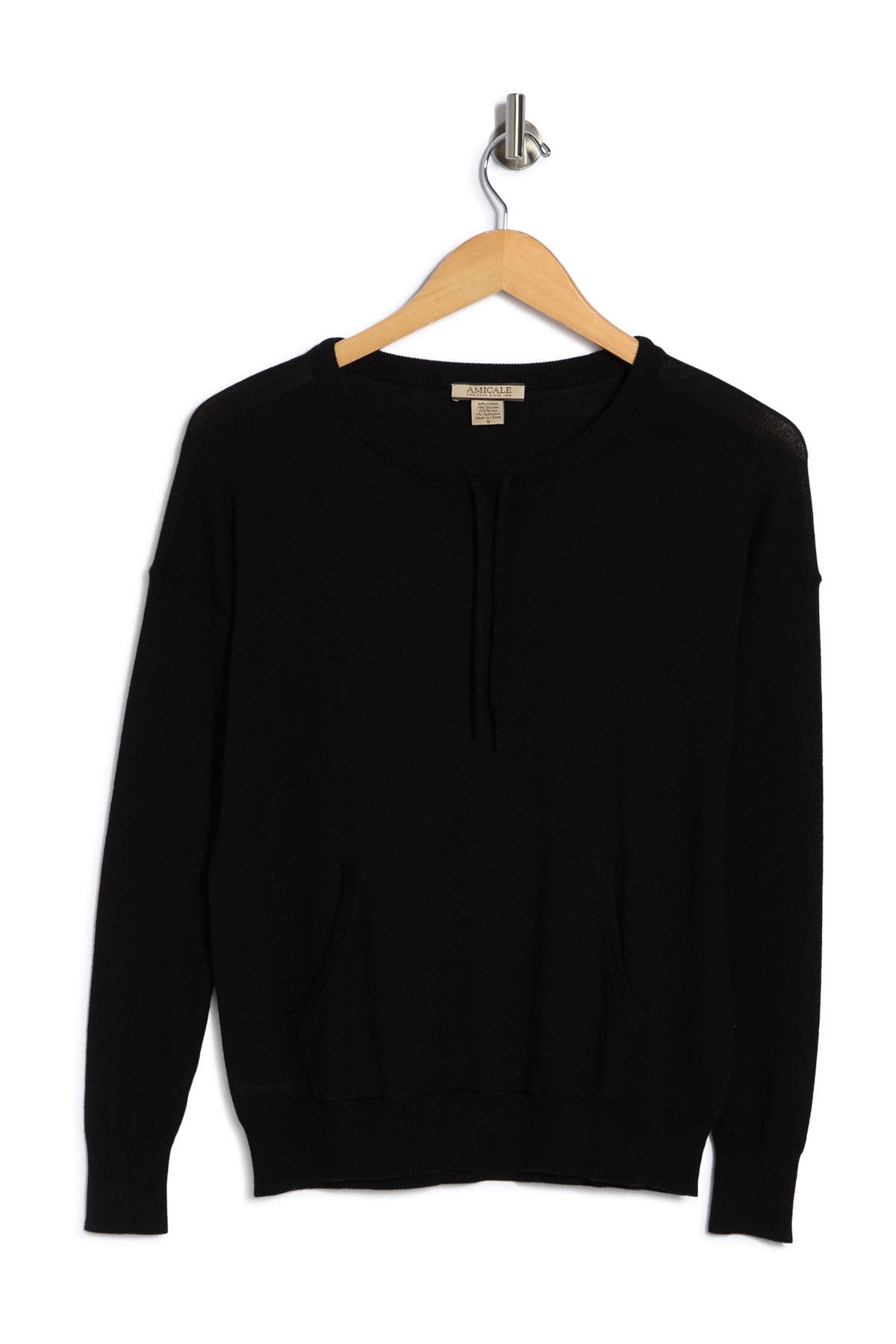 Amicale Drop Shoulder Crew Neck Sweater In 001blk