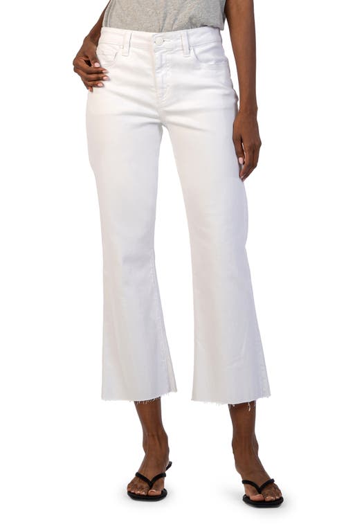 KUT from the Kloth Kelsey Raw Hem High Waist Ankle Flare Jeans Optic White at Nordstrom,