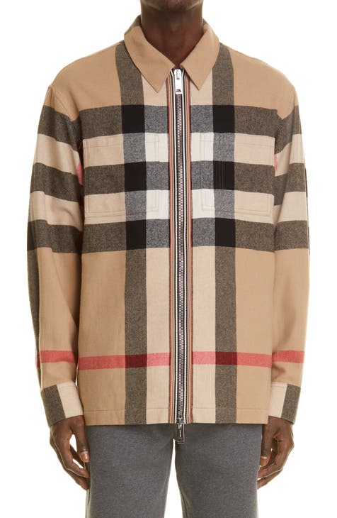 Burberry Hague Archieve Check Zip Front Cotton Flannel Shirt Jacket |  Nordstrom