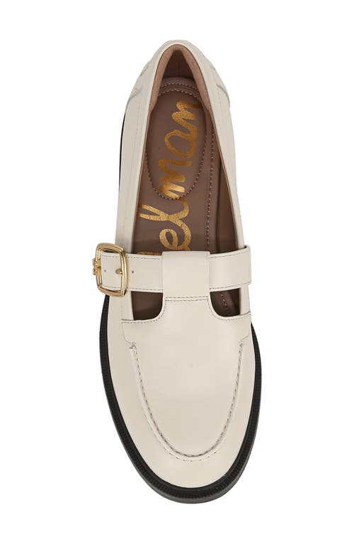 Sam Edelman Elaina T-strap Buckle Loafer Modern Ivory Leather In Modern Ivory