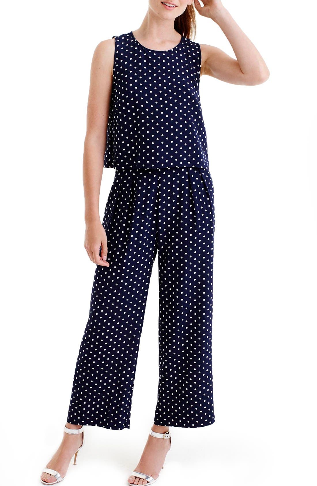 J.Crew Polka Dot Overlay Silk Jumpsuit (Regular & Petite) Nordstrom