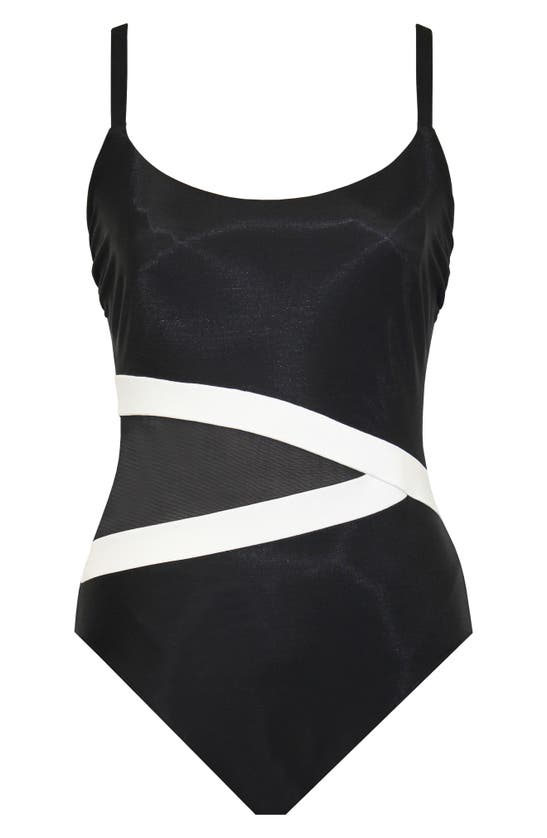Shop Miraclesuit Spectra Lyra Underwire One-piece Swimsuit In Black/ White