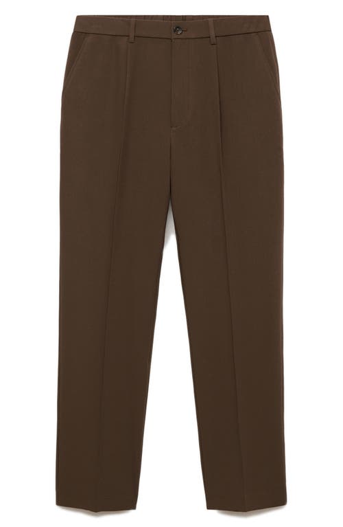 Shop Mango Regular Fit Pleated Flowy Pants In Brown