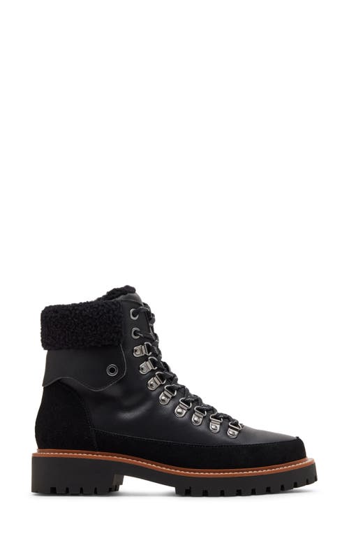 Blondo Natasia Faux Shearling Cuff Waterproof Boot In Black Leather/fabric
